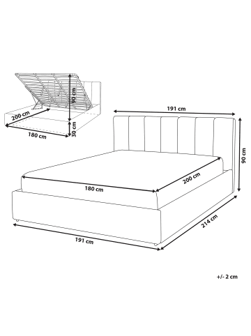 Beliani Doppelbett DREUX in Grau - (W) 191 x (H) 90 x (L) 214 cm