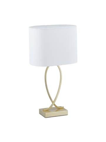 relaxdays Tischlampe in Gold/ Weiß - (B)28 x (H)51 x (T)18 cm