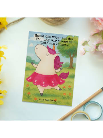 Mr. & Mrs. Panda Postkarte Einhorn Ballerina Design mit Spruch in Weiß