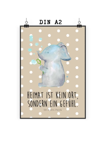 Mr. & Mrs. Panda Wandposter Elefant Seifenblasen mit Spruch in Beige Pastell