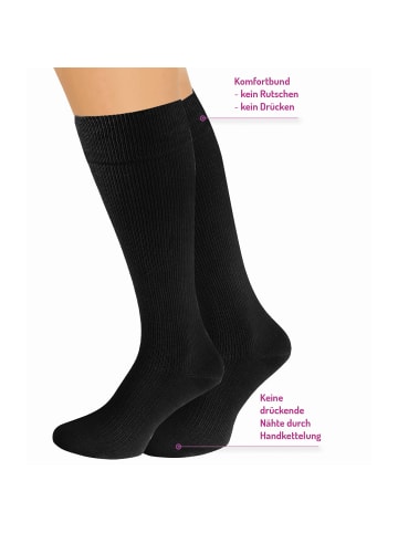 FußGut Baumwolle Unisex Stützkniestrümpfe, 3 Paar in schwarz