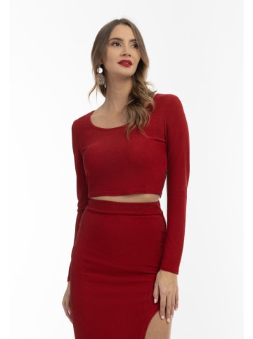 faina Cropped Jersey-Top in Rot