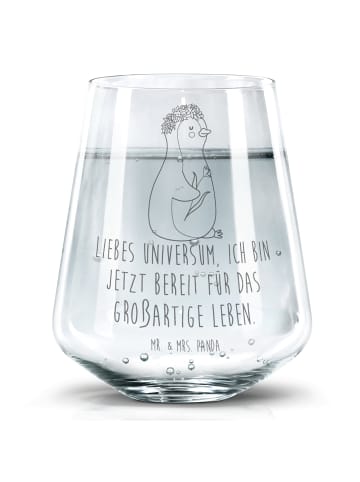 Mr. & Mrs. Panda Trinkglas Pinguin Blumen mit Spruch in Transparent