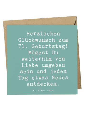 Mr. & Mrs. Panda Deluxe Karte Spruch 71. Geburtstag Freude mit S... in Meeresbrise