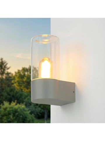 Licht-Erlebnisse Außen Wandlampe (B)8.9 x (H)19.7 cm in Grau Klar