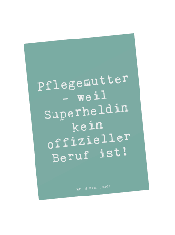 Mr. & Mrs. Panda Postkarte Spruch Pflegemutter Superheldin mit S... in Meeresbrise