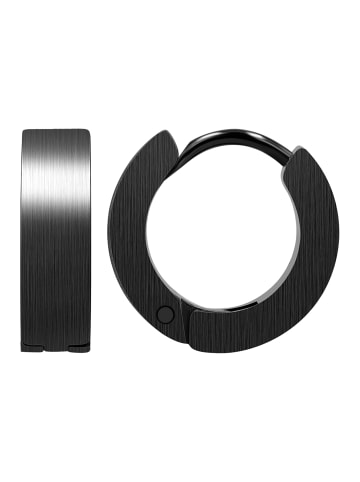 Adeliás Damen Ohrringe – Klappcreole aus Edelstahl in schwarz