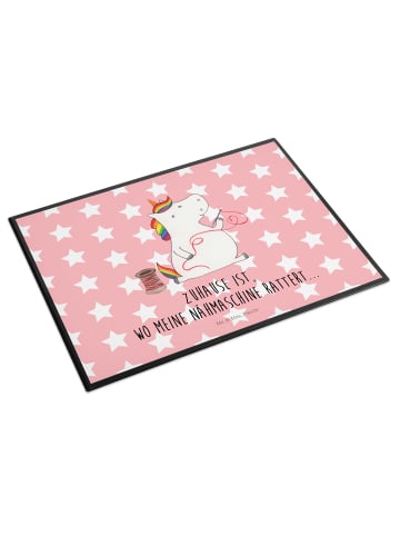 Mr. & Mrs. Panda Schreibunterlage Einhorn Näherin mit Spruch in Rot Pastell