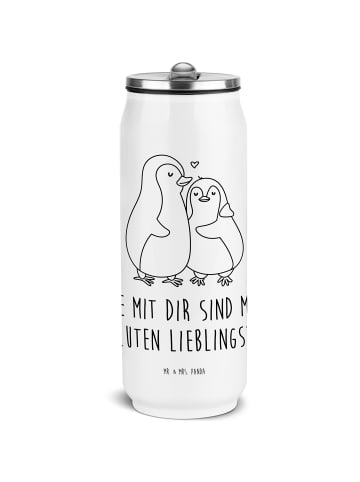 Mr. & Mrs. Panda Getränkedosen Trinkflasche Pinguin umarmen mit ... in Weiß