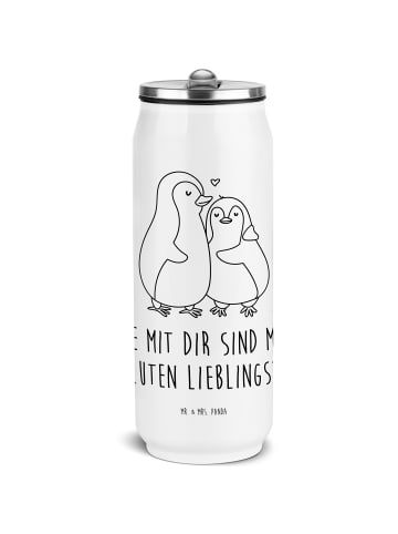 Mr. & Mrs. Panda Thermoflasche Pinguin umarmen mit Spruch in Weiß