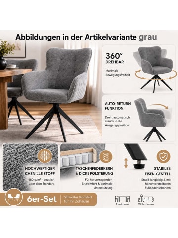 MCW 6er-Set Esszimmerstuhl Q35, Hellgrau