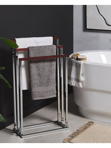 Beliani Handtuchständer CHARRAS in Silber/Braun - (W) 45 x (H) 84 x (L) 21 cm