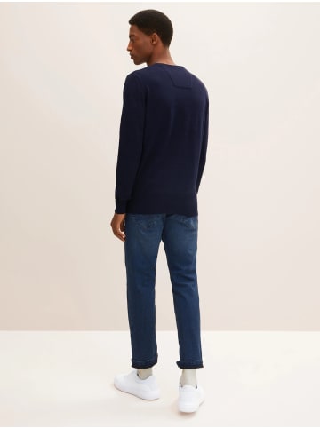 Tom Tailor Feinstrick Basic Pullover Rundhals Sweater in Navy