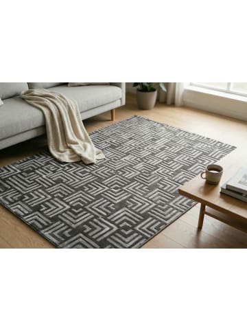 Vivorum Wohnzimmer Teppich – Kurzflorteppich Calma 325 in Anthrazit