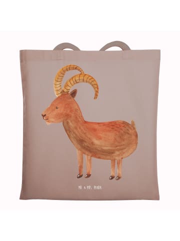 Mr. & Mrs. Panda Shopping Tasche Sternzeichen Steinbock ohne Spruch in Braun Pastell