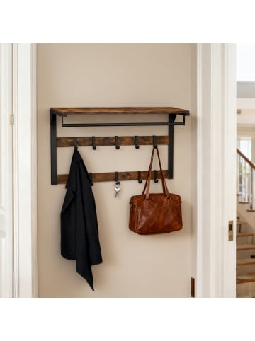 relaxdays Wandgarderobe in Dunkelbraun/ Schwarz - (B)80 x (H)42 x (T)30 cm