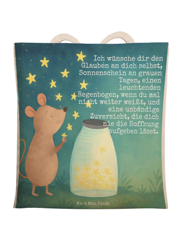 Mr. & Mrs. Panda Shopper Bag Maus Sterne Design mit Spruch in Weiß
