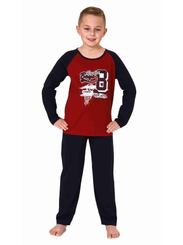 NORMANN langarm Schlafanzug Pyjama Basketball - 77467 in rot