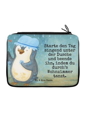 Mr. & Mrs. Panda Federmappe Pinguin Duschen Design mit Spruch in Weiß