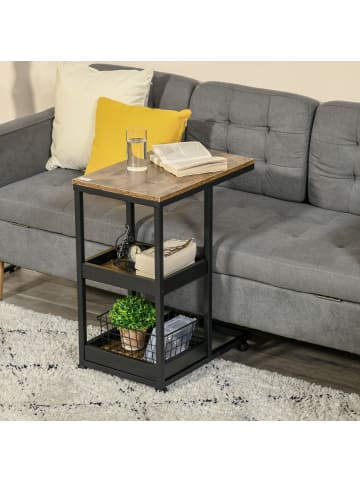 HOMCOM Beistelltisch-51L x 33B x 66H cm-Braun