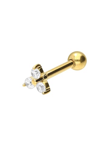 PIERCINGLINE Ohrpiercing Chirurgenstahl "KRISTALLBLUME" in Goldfarben