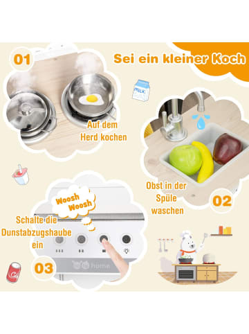 COSTWAY Eck Spielküche mit separatem Kühlschrank in Weiß