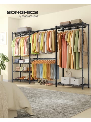 SONGMICS Garderobenständer Dalten in Schwarz - (B)(177-220) x (H)193 x (T)40 cm