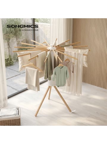 SONGMICS Wäscheständer Bunji in Naturfarben - (B)112 x (H)122 x (T)112 cm