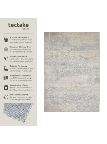 tectake Vintage Designer Teppich Dalia, rutschfeste Unterfläche, beige