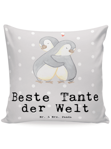 Mr. & Mrs. Panda 40x40 Kissen Pinguin Beste Tante der Welt mit S... in Grau Pastell