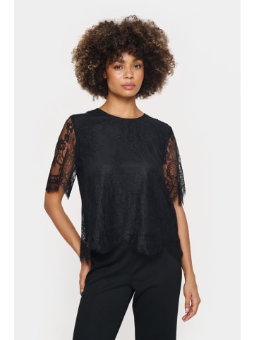 SAINT TROPEZ Kurzarm-Bluse ZalviaSZ Gerade Passform in Black