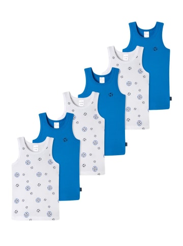 Schiesser Unterhemd / Tanktop Kids Boys Feinripp Cotton in Blau / Weiß Fußball