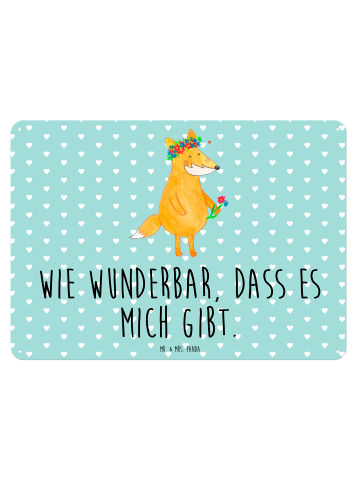 Mr. & Mrs. Panda Blechschild Mit Spruch Fuchs Blumen mit Spruch in Türkis Pastell