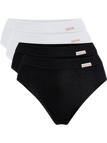 Con-ta Baumwolle, Feinripp Slip 4er-Pack in weiß/schwarz