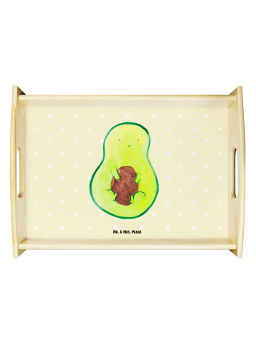Mr. & Mrs. Panda Holztablett Avocado Kern ohne Spruch in Gelb Pastell