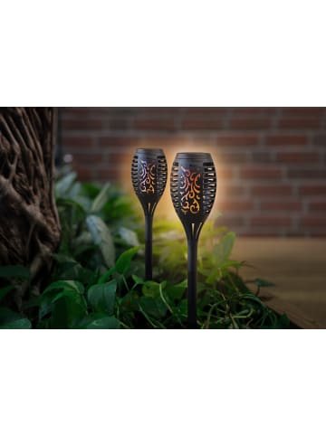 EASYmaxx Solar-Fackel LED 2er-Set 1,2V schwarz mit Erdspieß und Clip Schwarz