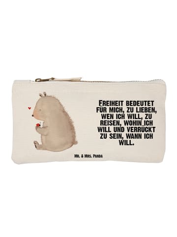 Mr. & Mrs. Panda Make-up-Tasche Bär Marienkäfer mit Spruch in Weiß