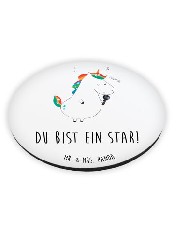 Mr. & Mrs. Panda Kühlschrankmagnet Einhorn Sänger mit Spruch in Weiß