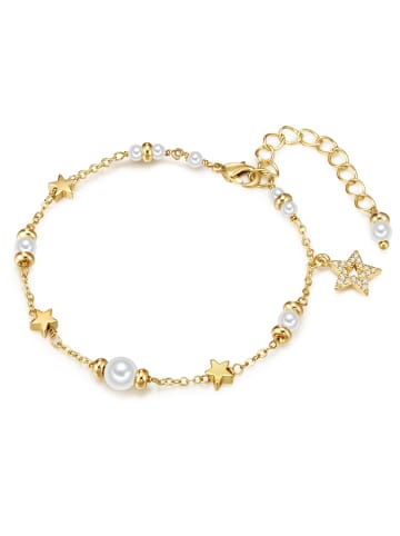 Lulu & Jane Perlen-Armband Stern Metall-Legierung Muschelkernperle in gelbgold
