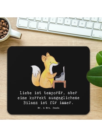 Mr. & Mrs. Panda Mauspad Buchhalter Weisheit mit Spruch in Schwarz