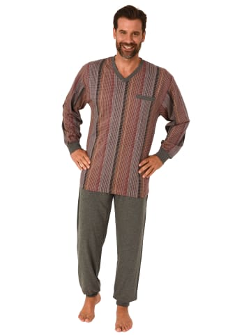 NORMANN langarm Schlafanzug Bündchen Pyjama - 67973 in Grau