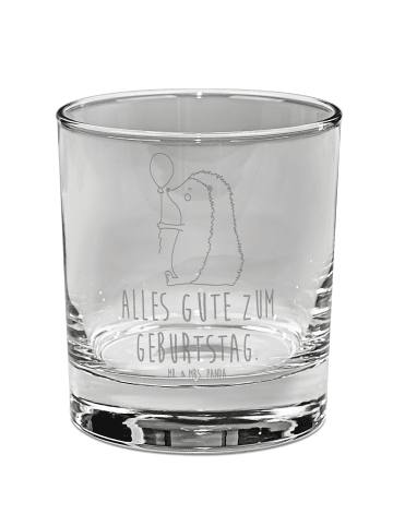 Mr. & Mrs. Panda Whiskey Glas Igel Luftballon mit Spruch in Transparent