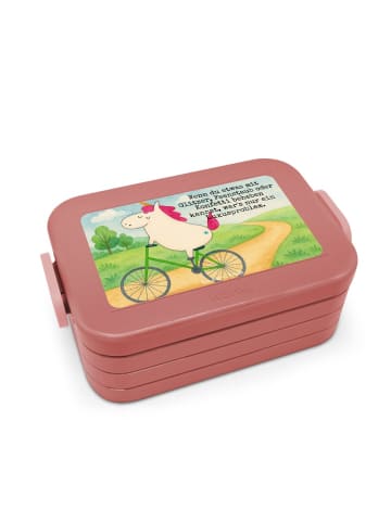 Mr. & Mrs. Panda Essensbox Einhorn Radfahrer Design mit Spruch in Rot Pastell