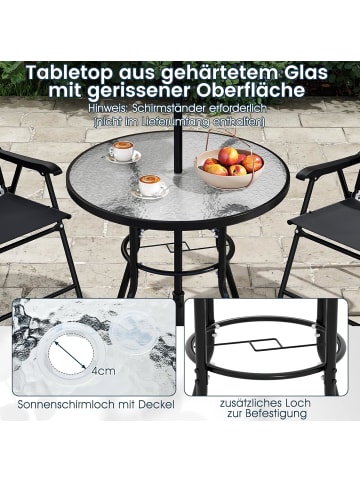 COSTWAY 6 tlg. Gartenmöbel Set mit Sonnenschirm in Schwarz