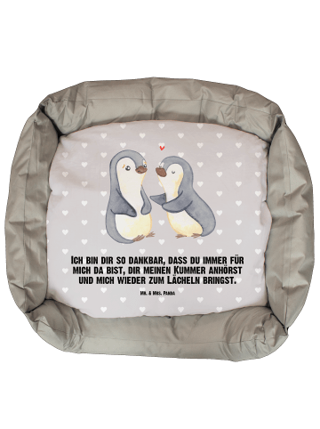 Mr. & Mrs. Panda Hundekissen Pinguine trösten mit Spruch in Grau Pastell