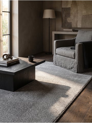 KADIMA DESIGN BORMIDA Hochflorteppich Silber 120x170 Uni Polypropylen Wohnzimmer in Silber