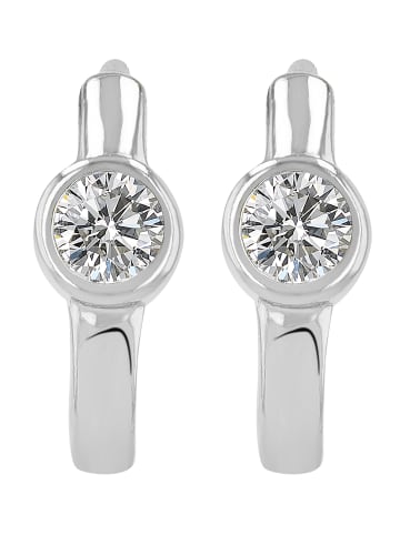 Adeliás Damen Ohrringe – Klappcreole aus 925 Silber mit Zirkonia in silber