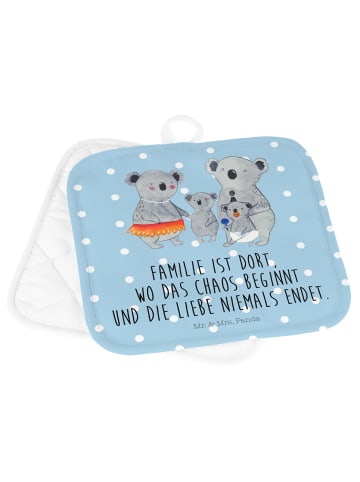 Mr. & Mrs. Panda 2er Set Topflappen  Koala Familie mit Spruch in Blau Pastell