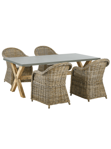 Beliani 5-tlg Gartentisch Set SUSUA/OLBIA in Naturfarben/Grau/Beige