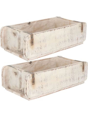 Novaliv Novaliv 2x Holzkiste Vintage Weiß 30 x 15 x 10 cm Alte Ziegelform Holz in Weiß